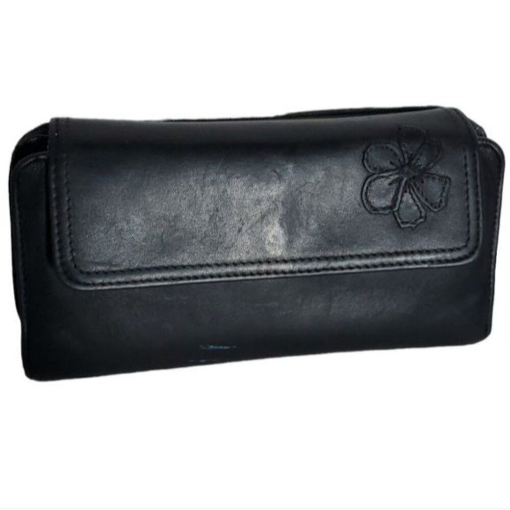 Buxton Black Leather Wallet Card Holder ID Coin Change Purse Women's Woman's - Picture 16 of 16